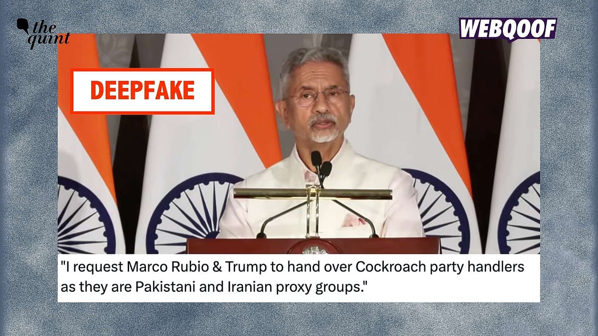 <div class="paragraphs"><p>A deepfake is being shared to falsely claim that EAM S Jaishankar asked the US to hand over Cockroach Janta Party's founder Abhijeet Dipke.</p></div>