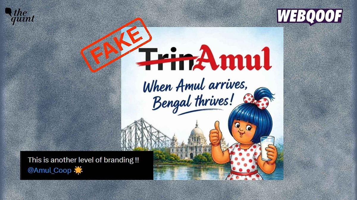 <div class="paragraphs"><p>An image falsely claiming to show a recent Amul advertisement that takes a dig at TMC is going viral on the internet. </p></div>