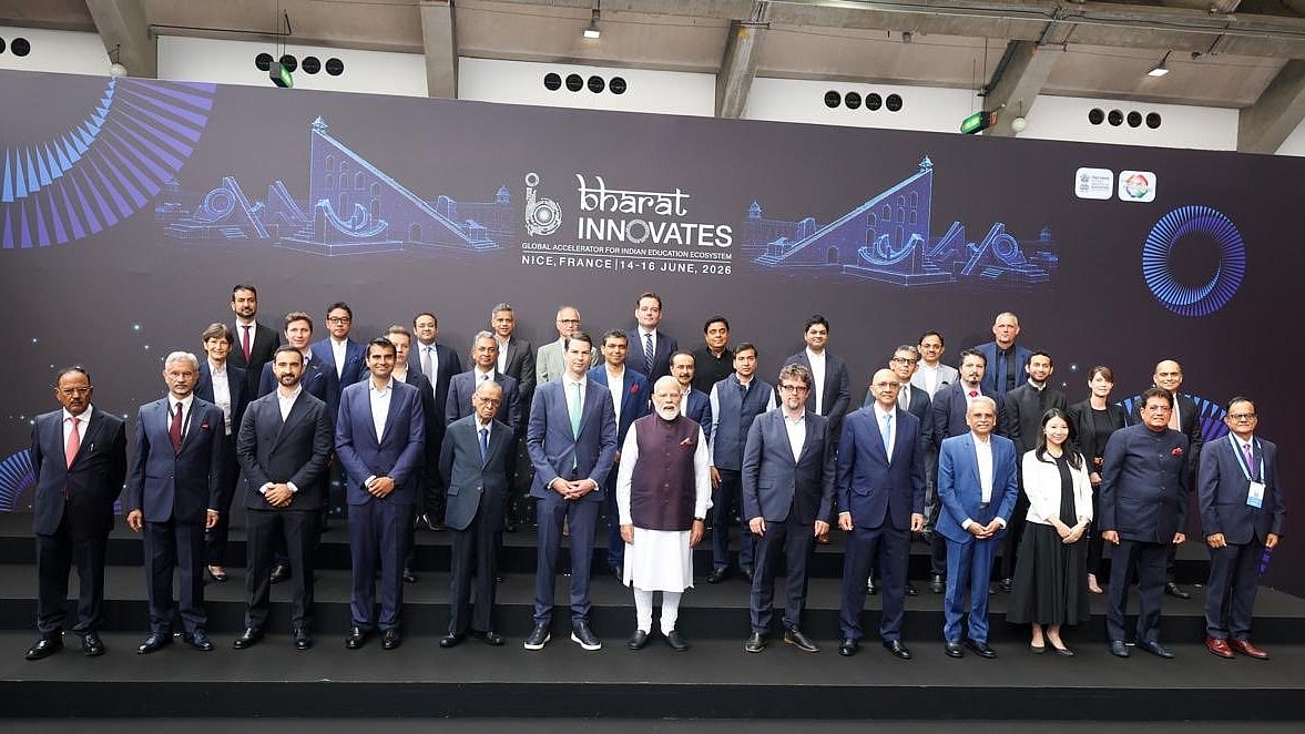 <div class="paragraphs"><p>Prime Minister Narendra Modi during the inauguration of the Bharat Innovates event in Nice, France.</p></div>