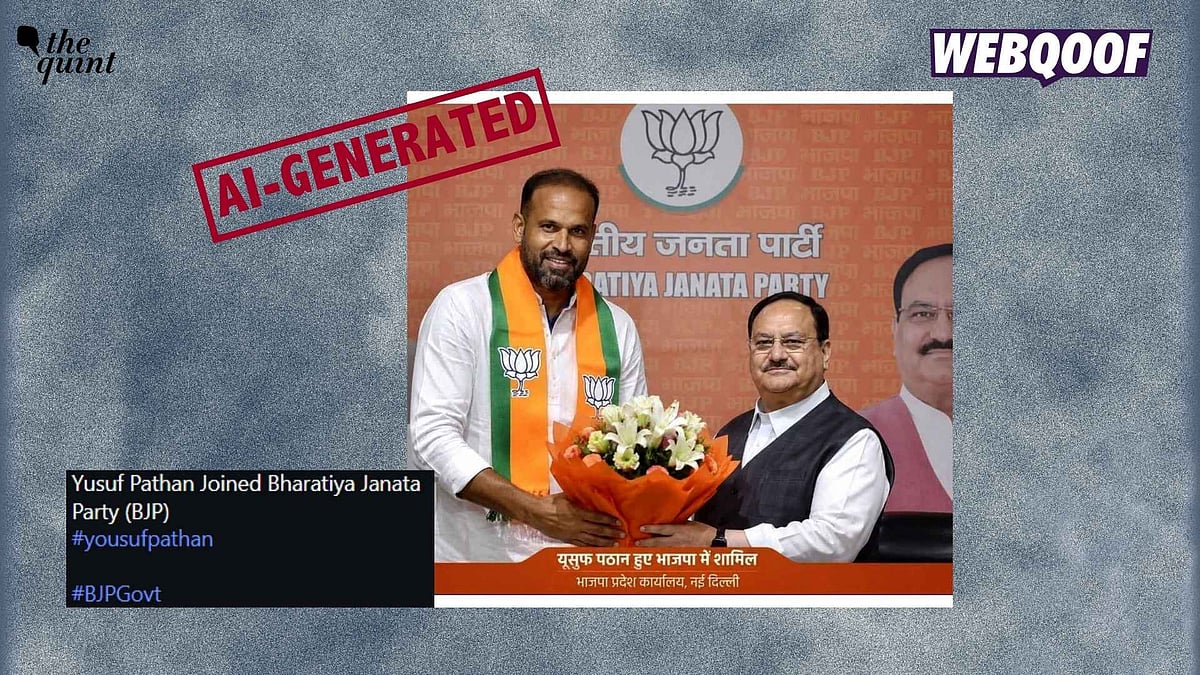 <div class="paragraphs"><p>An image is being widely shared, falsely claiming to show MP Yusuf Pathan joining the BJP.</p></div>