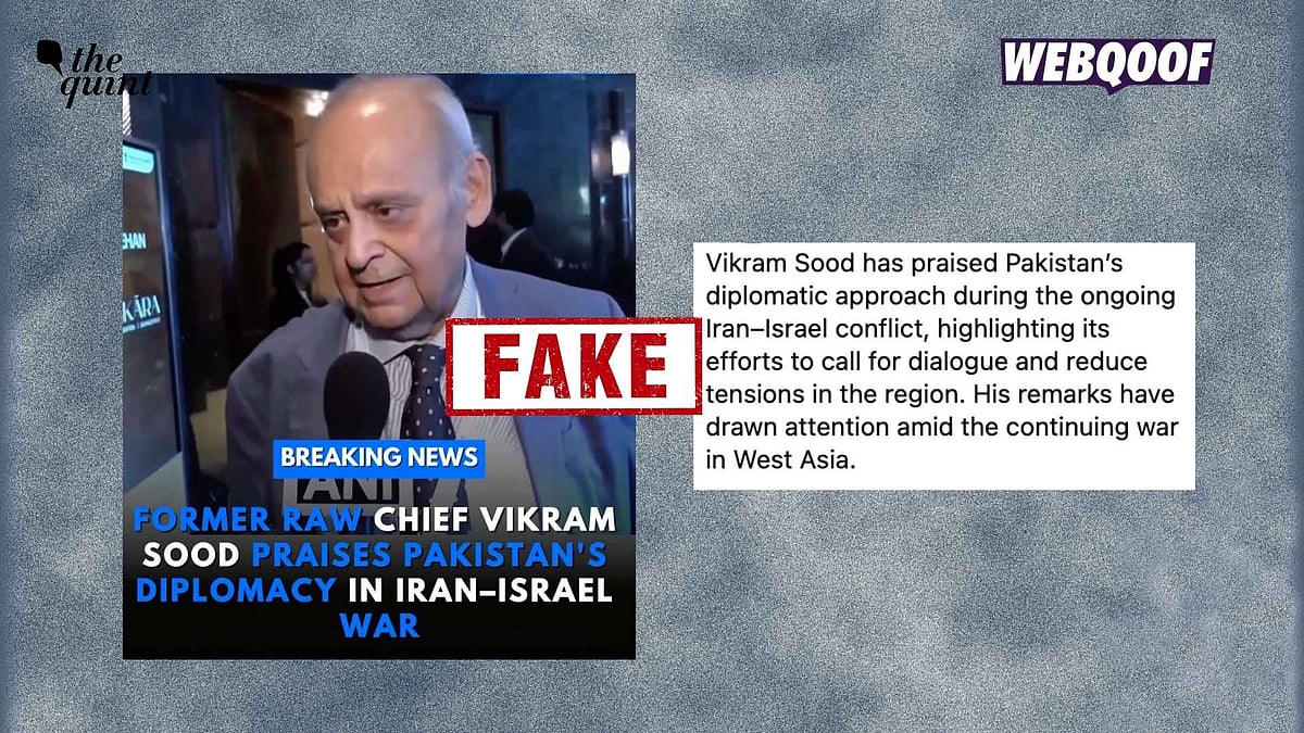 <div class="paragraphs"><p>A deepfake of former R&amp;AW chief Vikram Sood is being shared to falsely claim that he praised Pakistan's geopolitical strategy with respect to the Iran-US-Israel conflict.</p></div>
