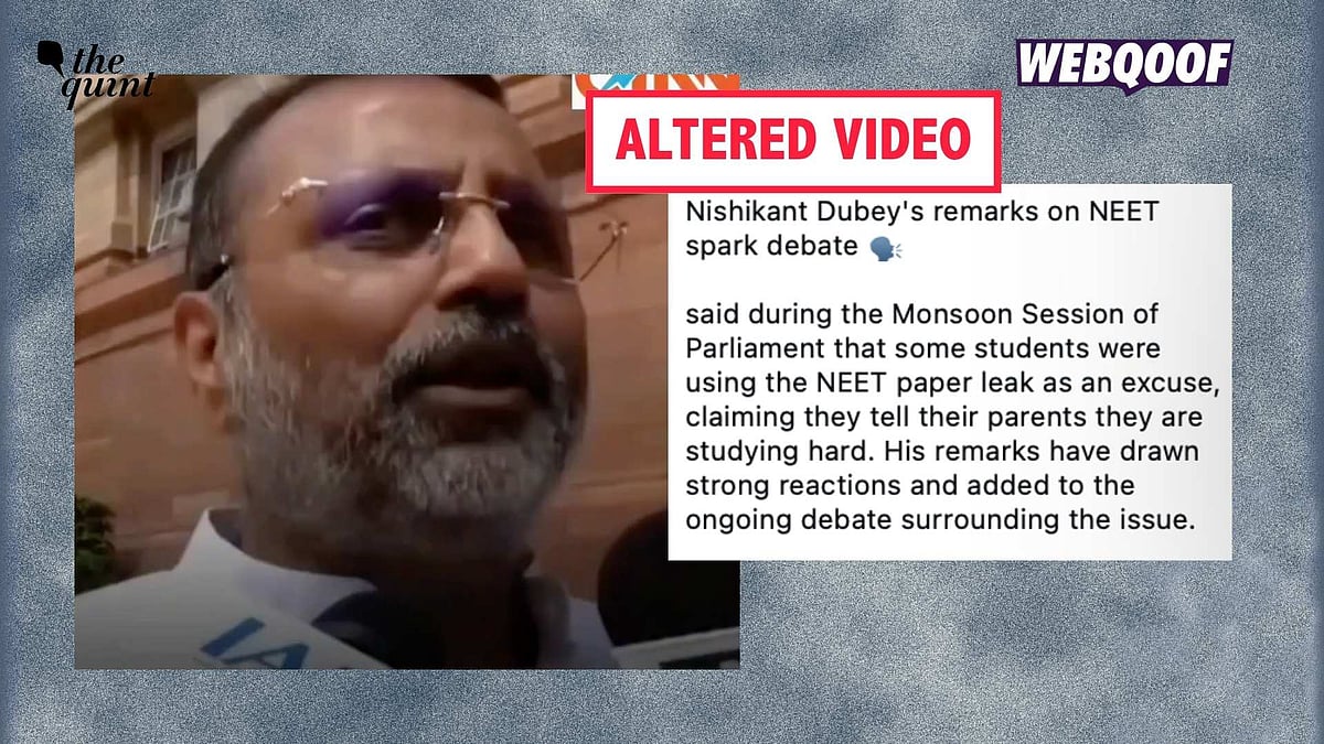 <div class="paragraphs"><p>An altered video is being shared to claim that BJP MP Nishikant Dubey threatened those who participated in the CJP-led protests.</p></div>
