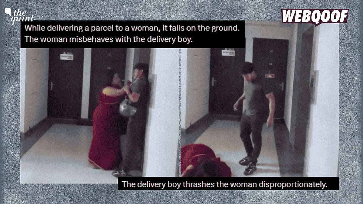 <div class="paragraphs"><p>A video is being shared on social media, falsely claiming to show a fight that broke out between a woman and a man who came to deliver food to her.</p></div>