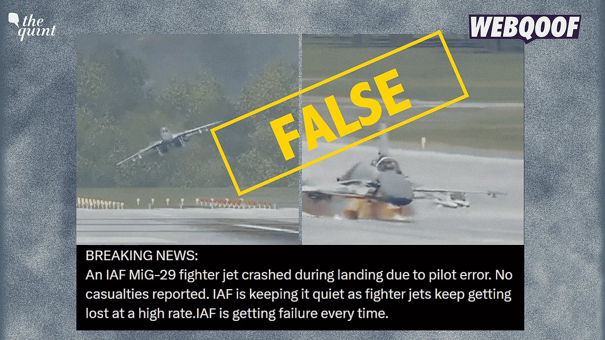 <div class="paragraphs"><p>Footage from a video game is going viral on social media, falsely claiming to show an IAF MiG-29 fighter jet crash during landing due to pilot error. </p></div>