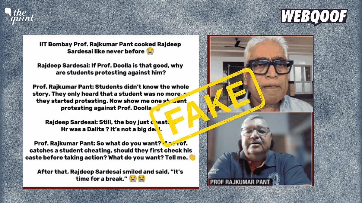 <div class="paragraphs"><p>A post is going viral on social media, falsely claiming to show a real conversation between India Today anchor Rajdeep Sardesai and an IIT Bombay professor, Rajkumar Pant.</p></div>