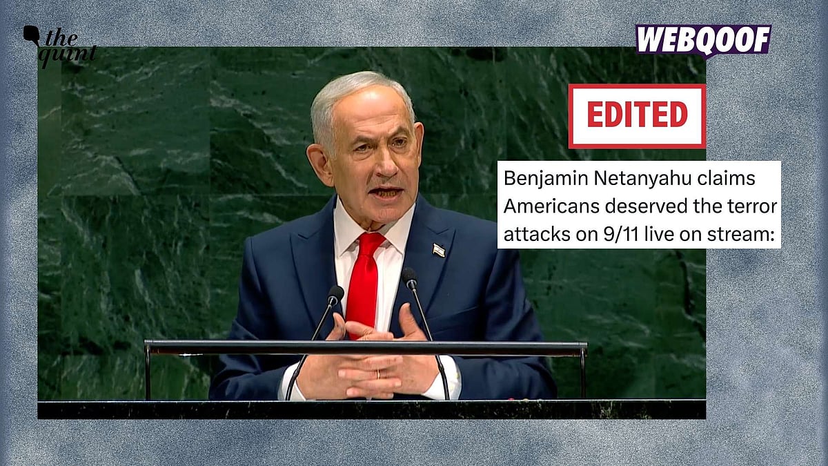 <div class="paragraphs"><p>A clipped video is being shared to falsely claim that Israeli PM Benjamin Netanyahu said 'America deserved 9/11'.</p></div>