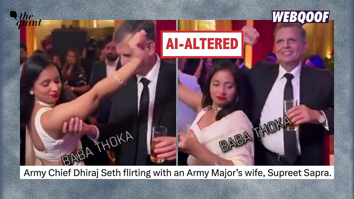 <div class="paragraphs"><p>An AI-altered video is being shared to falsely claim that it shows Chief of the Army Staff General Dhiraj Seth dancing with another officer's wife.</p></div>
