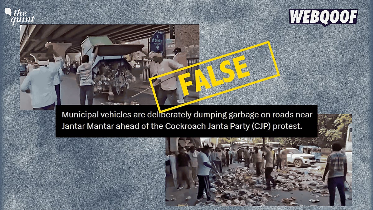 <div class="paragraphs"><p>A video is going viral on the internet, falsely claiming to show municipal vehicles dumping garbage on roads near Jantar Mantar before the Cockroach Janta Party protest.</p></div>