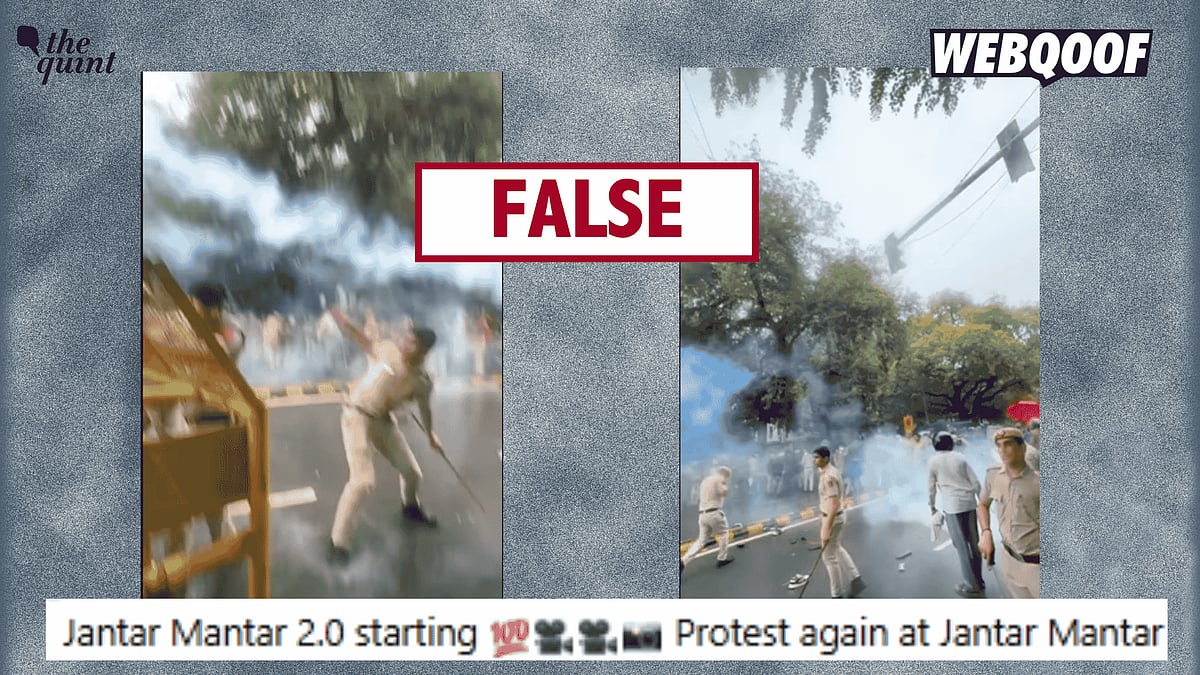 <div class="paragraphs"><p>A video is going viral on social media, falsely claiming to show the police firing tear gas at the protesters during the recent Cockroach Janta Party protests at Jantar Mantar, Delhi.</p></div>