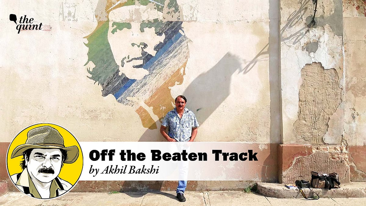 <div class="paragraphs"><p>The author photographed in front of a Che Guevara graffiti in Cuba.</p></div>