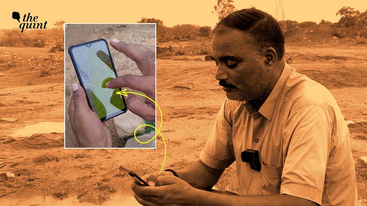 <div class="paragraphs"><p>Pramod Singh, a villager from Bihariya, shows a map of his land on his phone, pointing out the portion he says was occupied by the solar plant during fencing along the adjoining land.</p></div>