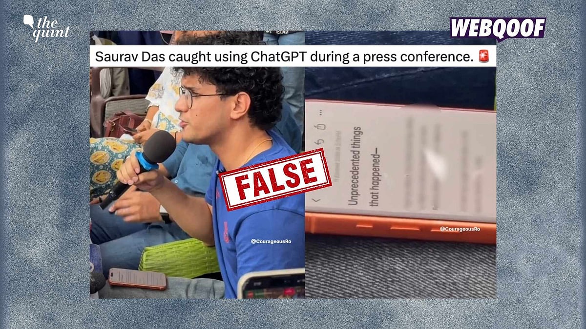 <div class="paragraphs"><p>A photo showing CJP's Saurav Das with his phone is being widely shared to falsely claim that used ChatGPT during a press conference.</p></div>