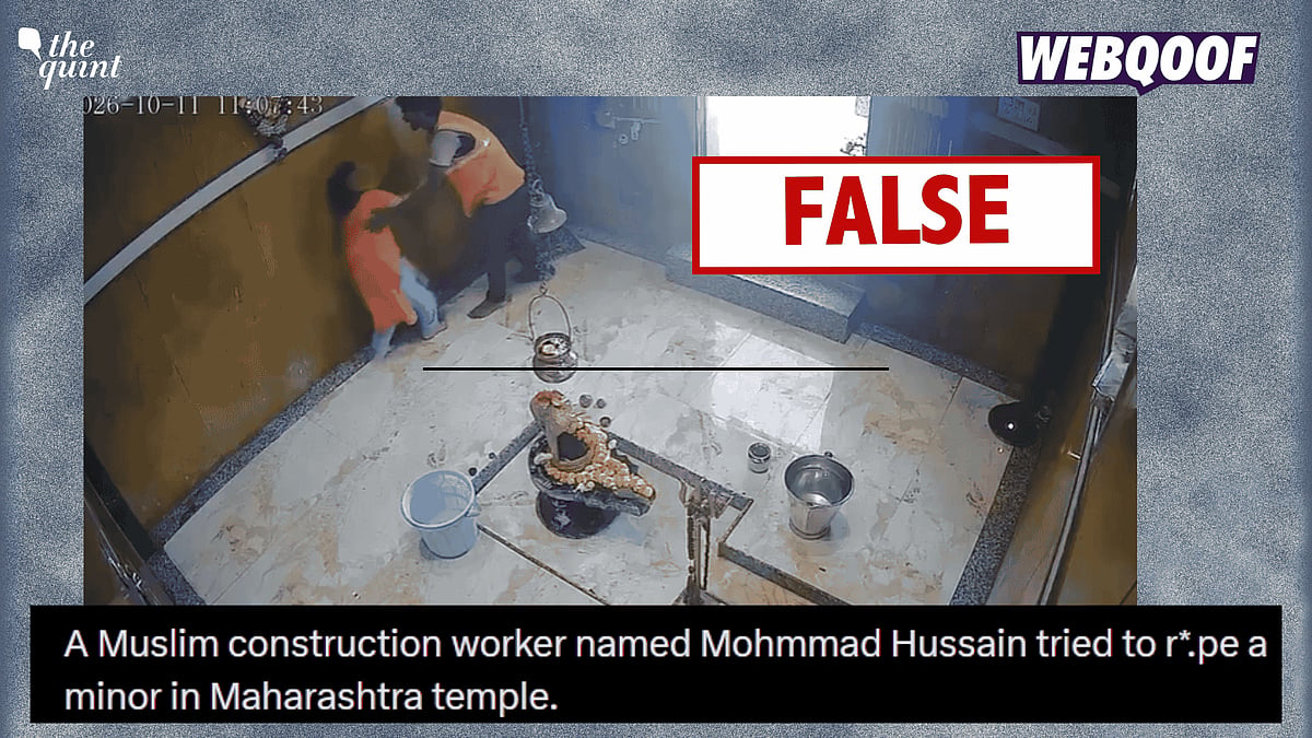 <div class="paragraphs"><p>A video is being shared on social media, falsely claiming to show CCTV footage of a muslim construction worker named Mohammad Hussain trying to sexually assault a minor inside a temple in Maharashtra.</p></div>