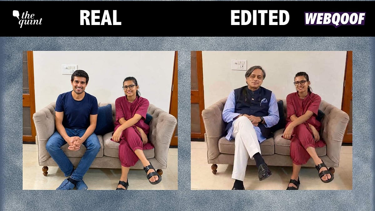 <div class="paragraphs"><p>An AI-edited photo is being widely shared with the false claim that it shows AISA's Neha Bora seated with Congress leader Shashi Tharoor.</p></div>