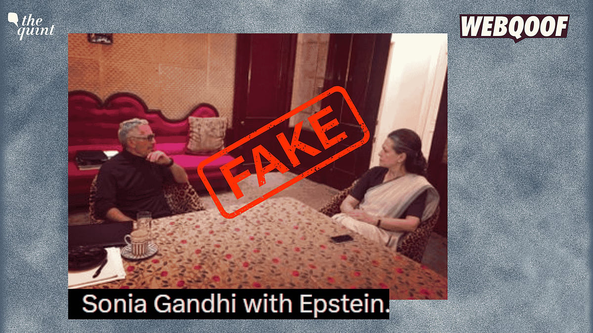 <div class="paragraphs"><p>An AI-altered image is going viral on social media, falsely claiming to show Sonia Gandhi sitting across a table from Jeffrey Epstein.</p></div>