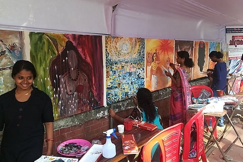 Another women’s wall, this one filled with art: 30 women paint renaissance in Kerala