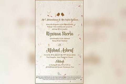 Read this invite, then bury it: Kerala MLA prints wedding cards that turn into plants