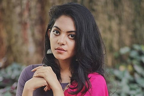 Ahaana Krishna in a pink salwar 