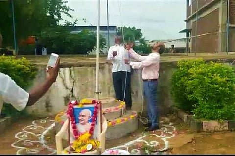 ABVP students heckle Telangana principal for 'wearing shoes' during flag hoisting 