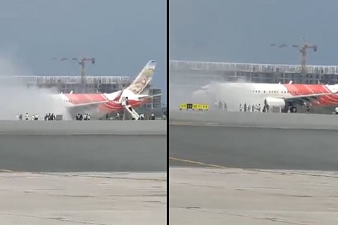 Smoke coming out of Kochi-bound Air India Express plane at Muscat airport