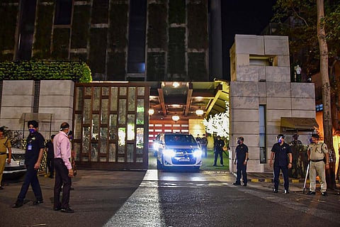File photo of Mukesh Ambani’s house with beefed up security after the bomb scare