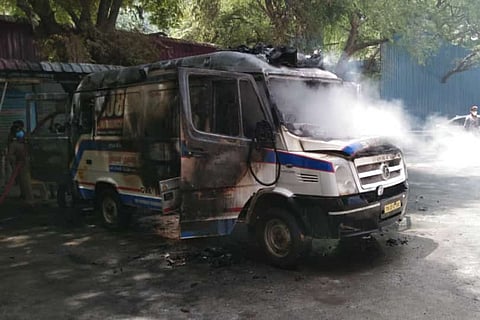 The ambulance after the fire was put out