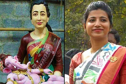 Statue depicting Telangana Collector as Parvathi holding Ganesha shock locals