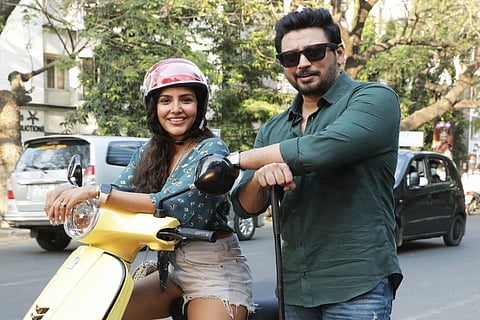 Actor Priya Anand and Prashanth's image from 'Andhagan's shoot.