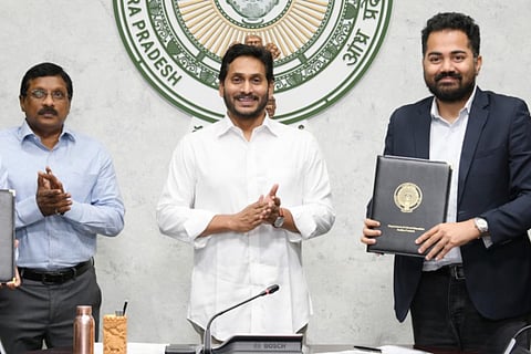 Andhra Pradesh CM Jagan Mohan Reddy after signing MoU with BYJU's