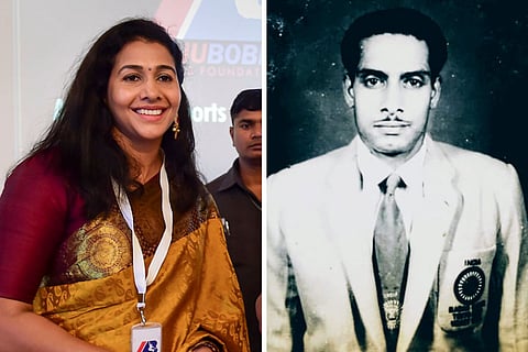 Anju Bobby George and Bharathan Nair