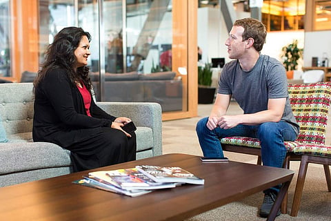 Ankhi Das and Mark Zuckerberg