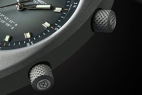 A grey coloured luxury watch of the apogee series