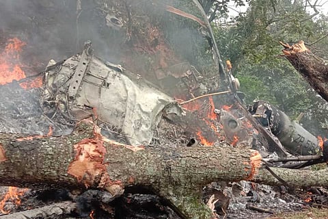 Spot where Mi-17V5 helicopter of the Indian Air Force, with Chief of Defence Staff General Bipin Rawat on board, crashed