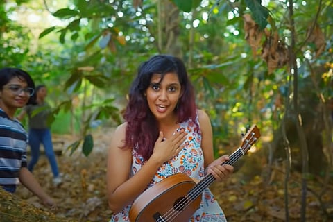 Arya Dhayal in the video of Angane Venam song released by Kerala's Women and Child Development against gender bias 