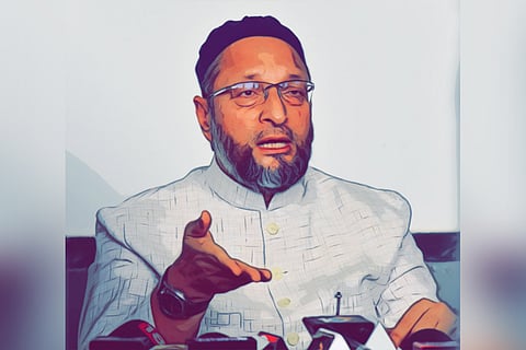 Asaduddin Owaisi with his hand outstretched