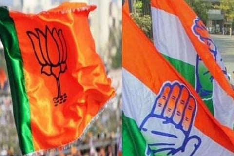 The BJP and Congress flags