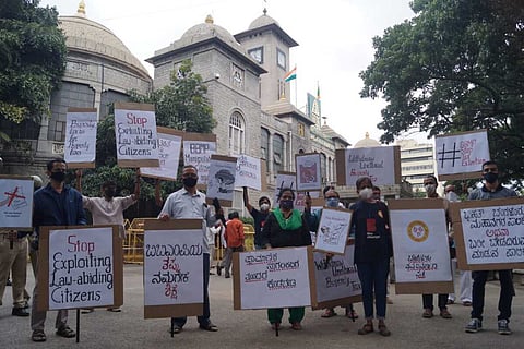 Protestors outside the BBMP Head Office