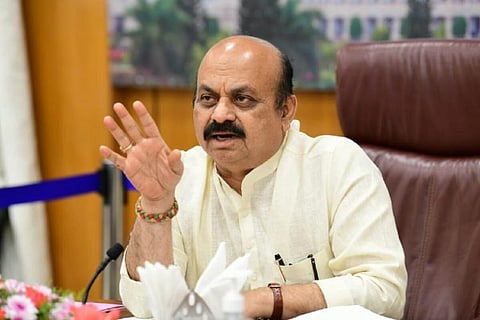 Basavaraj Bommai speaking in his office