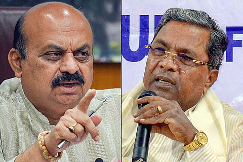 A collage of Karnataka CM Basavaraj Bommai on the left and Siddaramaiah on the right