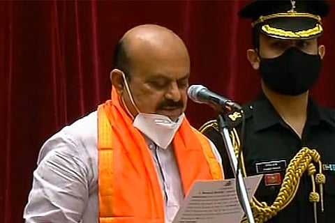 Basavaraj Bommai taking oath as Chief Minister of Karnataka