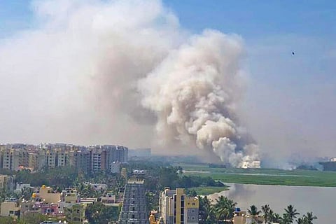 Fiery Friday: Bengaluru's Bellandur Lake catches fire for the first time in 2018