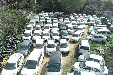 All the recovered cars parked together