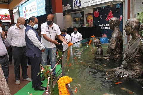 The fountain inaugurated at KSR Railway Station in Bengaluru