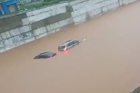 Car submerged in the flooded Bengaluru
