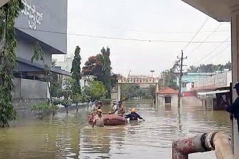 Water logged areas in Bengaluru due to heavy rains.