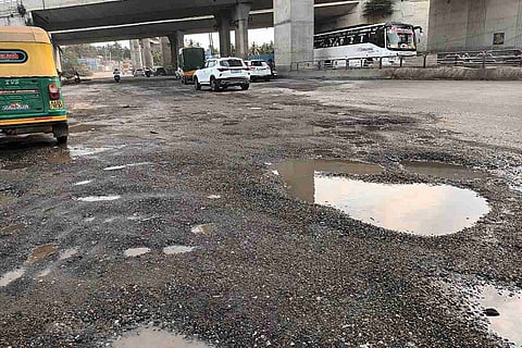 Potholes on a Bengaluru road