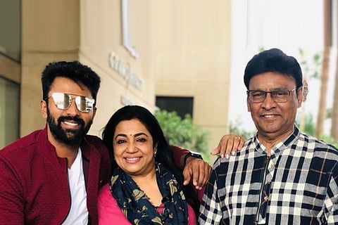 Bhagyaraj, Poornima Bhagyaraj and Shantanu are seen together in the image.