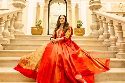 bhavana engagement dress designer Bhavana Wedding Look