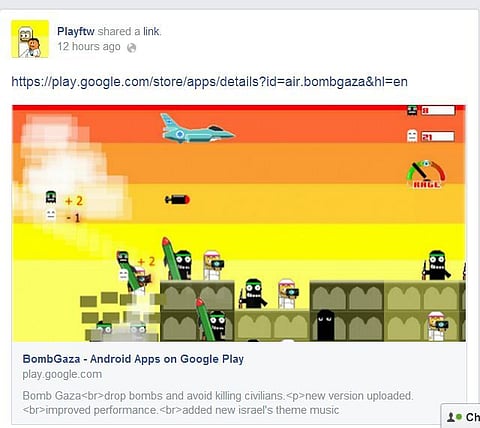 Google withdraws "Bomb Gaza" game after protest