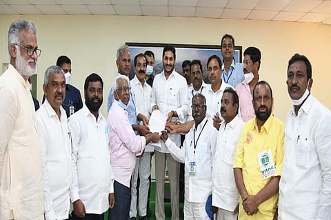 Labour unions with CM YS Jagan